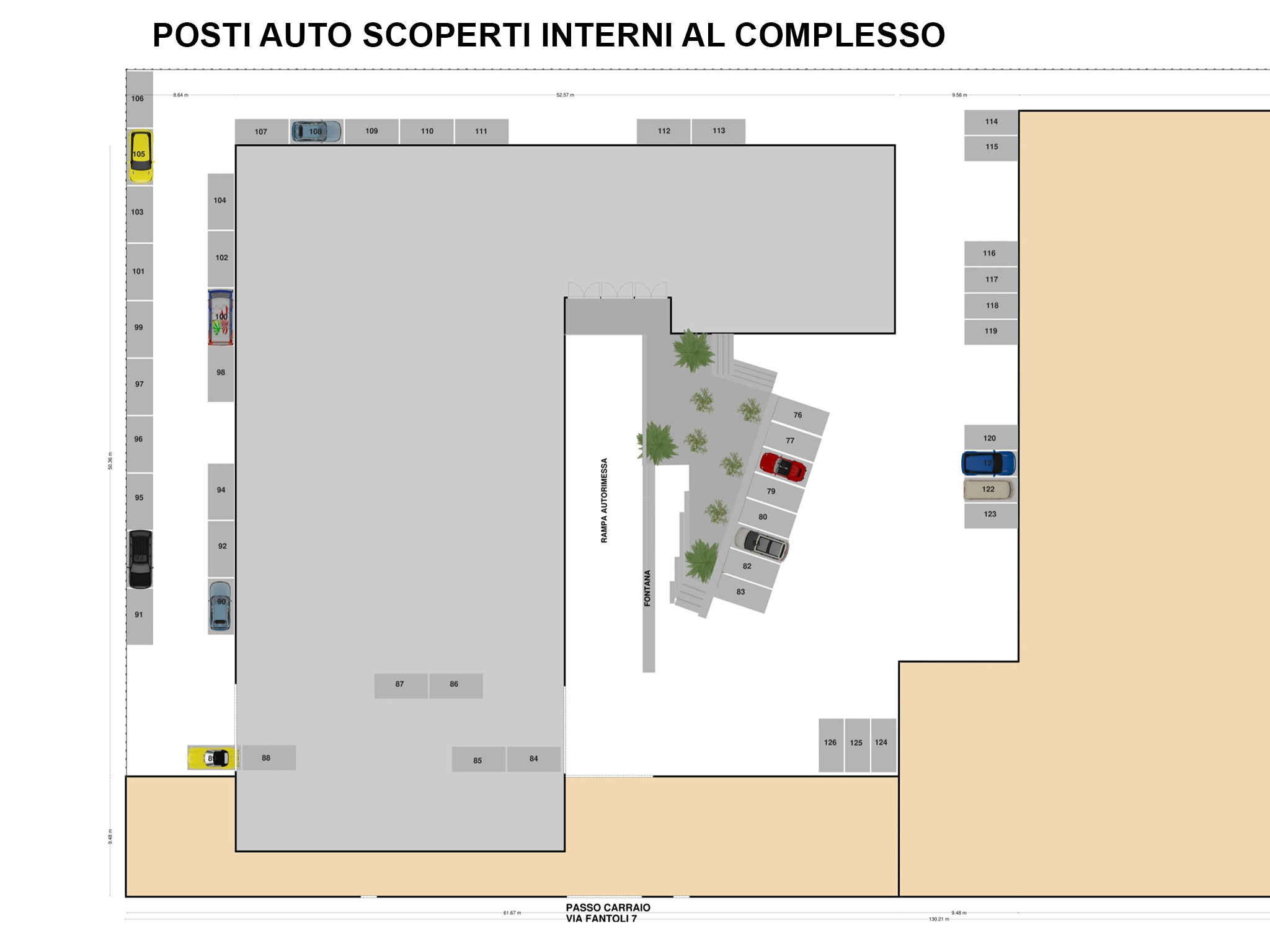 Floorplan of outdoor parking spaces to rent inside the Atlantic Business Center - Milan
