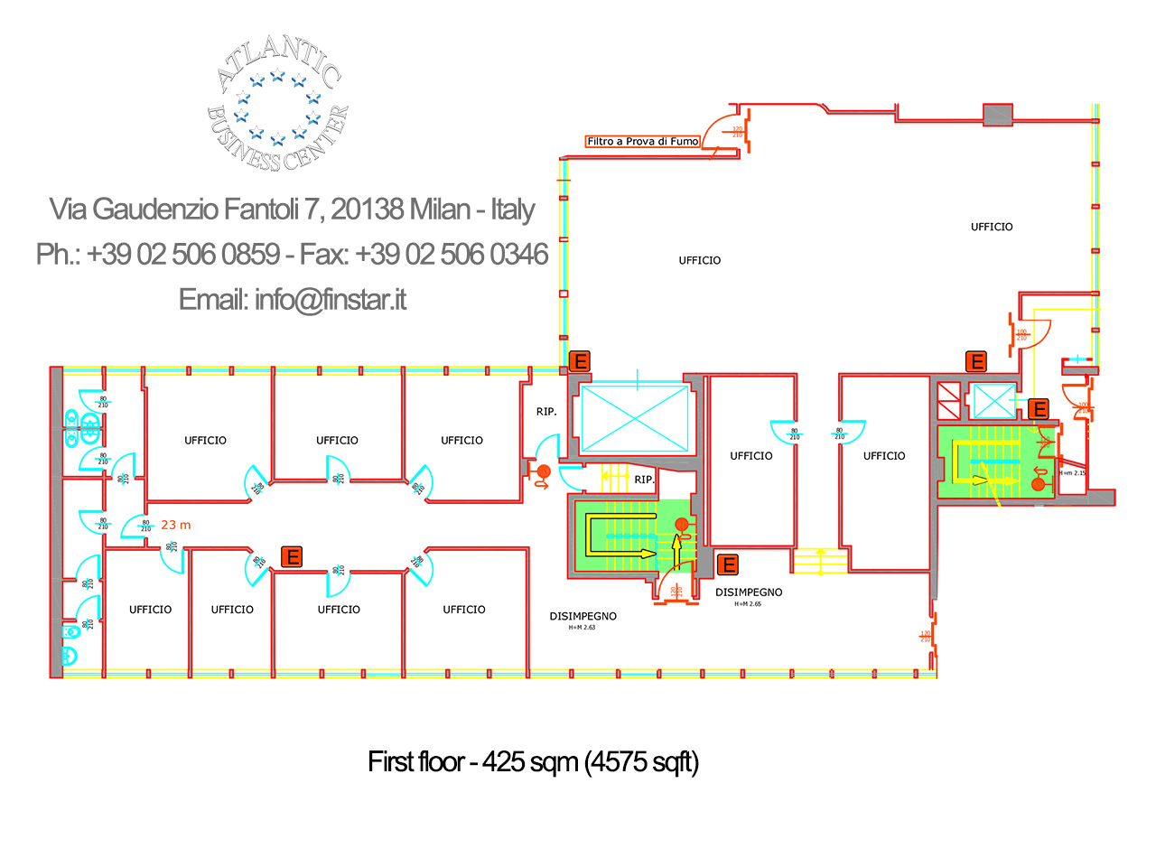 Office in milan 425 sqm (4575 sqft) - new floorplan with openspace