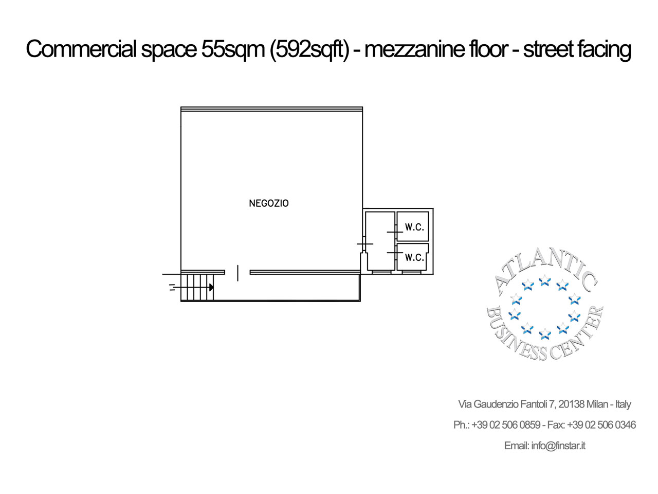 Store / Office for rent in Milan - 55 sq m (592 sq ft) floorplan