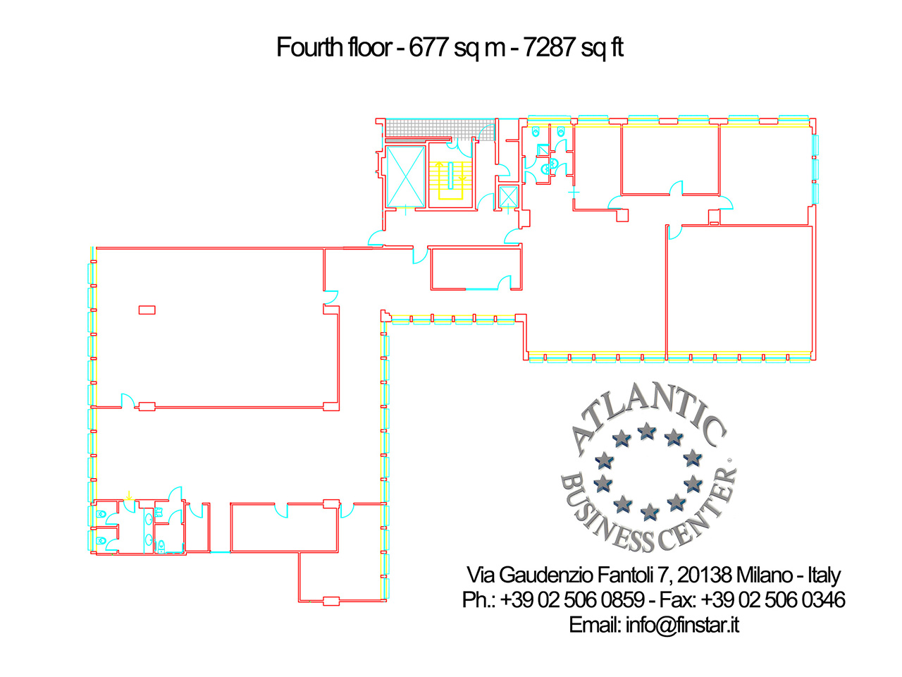 office 677 sq m (7287 sq ft) - Atlantic Business Center - fourth floor - floorplan