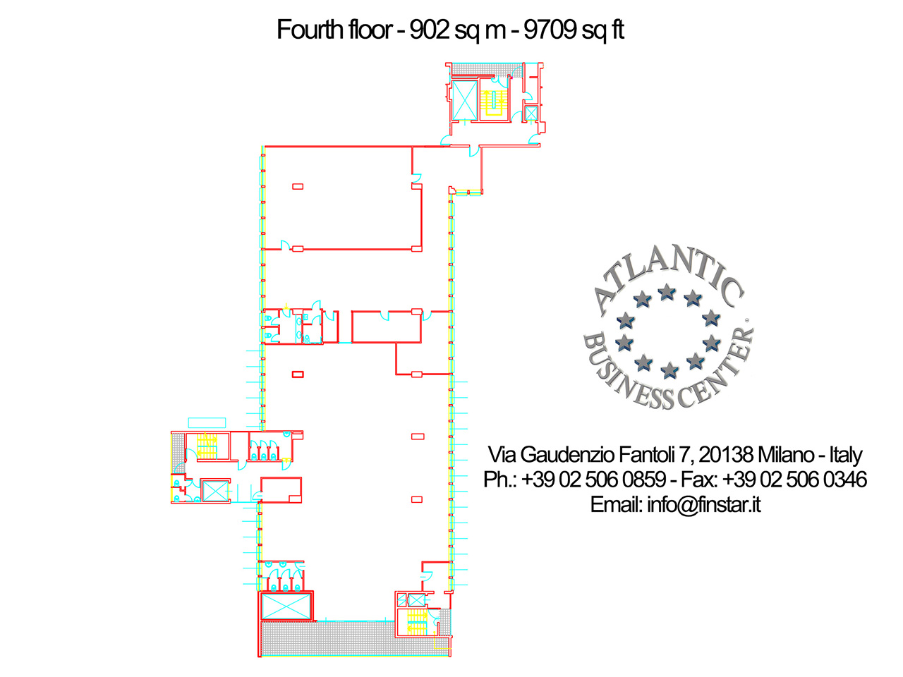 office 902 sq m (9709 sq ft) - Atlantic Business Center - fourth floor - floor plan